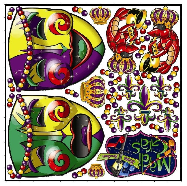 mardi gras art decals