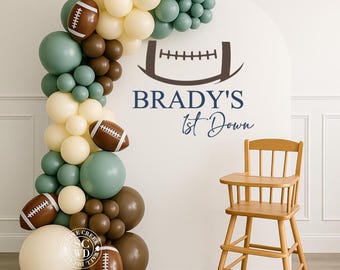 First Down Vinyl | Football Theme Backdrop Display for Kids Sports Birthday Party or Football Birthday Celebration (Decal Only)