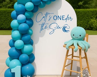 ONEder the Sea First Birthday Decal | Personalized (Name)’s Under the Sea Backdrop w/ Wave Vinyl Sticker (Decal Only)