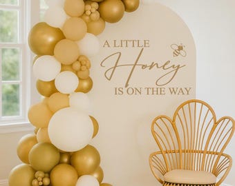 A Little Honey Is On The Way Vinyl | Bee Theme Baby Shower Backdrop Display for Gender Reveal or Sweet Baby Celebration (Decal Only)
