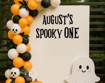 Spooky ONE Vinyl | Custom Name Halloween Backdrop Display for First Birthday Party, Boo Bash Decor, October Celebration Sign (Decal Only)