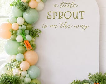 A Little Sprout Is On The Way Baby Shower Backdrop Decal | Garden Baby Shower Vinyl Sign | Farmer’s Market Party Decor (Decal Only)