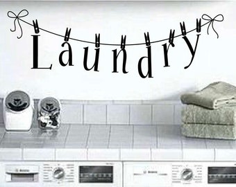 Laundry Clothesline Vinyl Wall Decal - Laundry Room Vinyl Wall Decal - Laundry Room Decor - Laundry Room Wall Sticker - Laundry Decals Decor