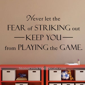 Baseball Wall Decals Never Let the Fear of Striking Out Sports Wall Decals for Boys Decals for Bedroom Walls Babe Ruth Stickers afbeelding 1