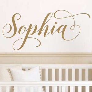 Girls Nursery Decal  Name Wall Decal Personalized Name Decor Rustic Cottage Style Name Decal Girls Bedroom Decor Gold Name Lettering N053