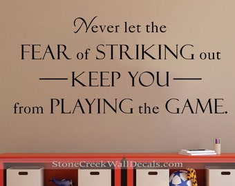 Baseball Wall Decals | Never Let the Fear of Striking Out | Sports Wall Decals for Boys | Decals for Bedroom Walls | Babe Ruth Stickers