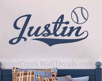 Baseball Decal for Walls | Baseball Wall Decals | Wall Decals for Boys | Baseball Stickers for Walls | Personalized Name Wall Decals N087