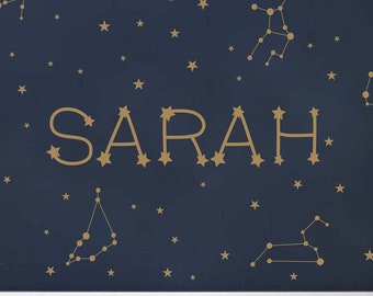 Custom Name Vinyl Decal, Constellations Decal, Stars Wall Decal, Personalized Name Vinyl Decal, 200 Stars Galaxy Decals, Stars Nursery Decal