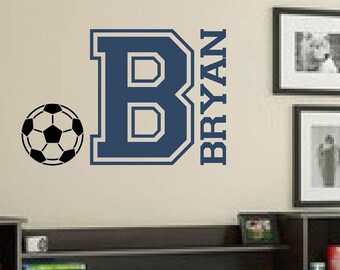 Soccer Ball Decals | Soccer Wall Decals | Wall Decals for Boys | Sports Wall Decals | Personalized Name Wall Decals | Name Wall Decals N027