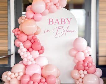 A Little Baby in Bloom Baby Shower Decal | Floral Baby Shower Backdrop Vinyl Sticker | Garden or Spring Baby Party Decor (Decal Only)