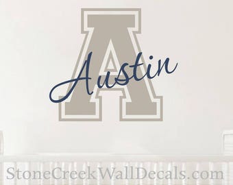 Baby Boy Name Decal  Name Wall Decals  Nursery Wall Decal  Baby Wall Decals  Boys Name Decal  Monogram Wall Decal  Sports Wall Decal N047