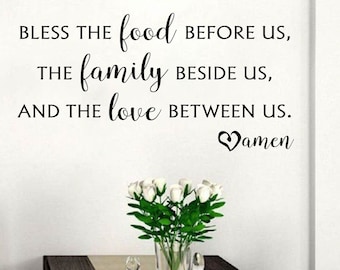 Bless the Food Before Us Wall Decal Kitchen Wall Decal Dining Room Decal Vinyl Decal Family Wall Decal Meal Prayer Decal Kitchen Decals