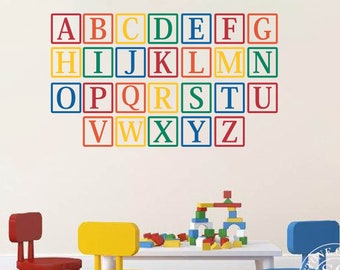 Alphabet Wall Decals ABC Playroom Wall Decal  ABC Wall Decal Vinyl Lettering  Alphabet Letters  Toddler Kids Playroom Wall Decal