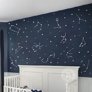 Constellations Decal, 200 Stars Wall Decal, Zodiac Wall Decal, Bedroom Wall Decal, Nursery Decal, Zodiac Decor, Stars Nursery Decal Decor