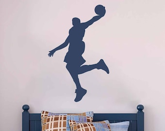 Basketball Player Silhouette Vinyl Decal | Sports Wall Sticker Decal | Teen & Adult Room Wall Basketball Decor