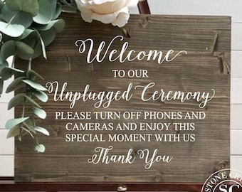 Unplugged Ceremony Sign Decal | Chalkboard Wedding Sign Decal | DIY Wedding Vinyl | Wedding Decor | Please Turn Off Cell Phones and Cameras