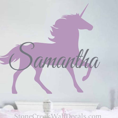Unicorn With Name Wall Decal Personalized Name Wall Decal Etsy