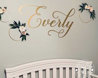 Name Wall Decal, Name Decal for Wall, Nursery Decor, Baby Girl Wall Name Decal, Baby Girl Nursery Decal, Girls Bedroom Decor Gold Name Decal