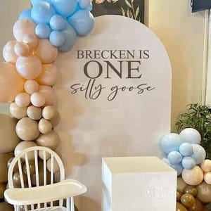 One Silly Goose Vinyl | Personalized First Birthday Backdrop Display for Farm Animal Theme or Funny Goose Party Celebration (Decal Only)