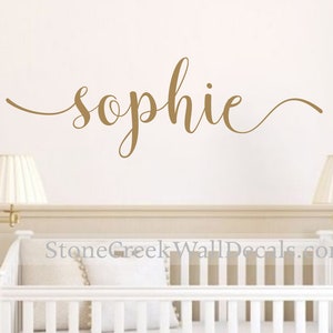 Name Wall Decal - Girl Nursery Decal - Personalized Name Decal - Rustic Cottage Style Name Decal - Girls Bedroom Decor -Gold Name Decal N038