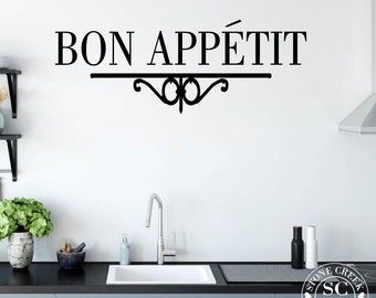Bon Appetit Kitchen Wall Decal - Kitchen Wall Decal - Bon Appetit Decal - Kitchen Art Vinyl Decal - French Wall Decal - Kitchen Decor