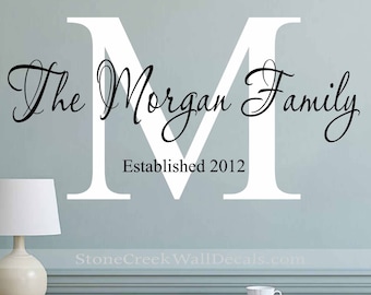 Personalized Wall Decal Family Name and Date Decal Vinyl Wall Decal Family Monogram Decal Custom Family Name Wall Decal Name Wall Sign N083