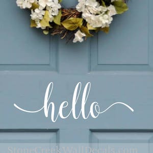 Hello Door Decal Vinyl Decal Vinyl Hello Decal Greeting Decal Vinyl Door Decal Front Porch Decal Porch Decor Door Decor Hello Vinyl Trendy