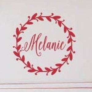 Personalized Wall Decal Name Wall Decal Girls Nursery Decal Twig Wreath Decal Rustic Nursery Decal Cottage Decal Gold Vinyl Decal N057