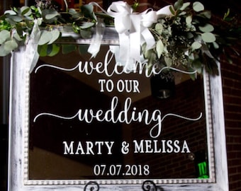 Welcome Wedding Decal Welcome to Our Wedding Rustic Wedding Decal Wedding Decor Vinyl Decal Personalized Wedding Barn Wedding DIY