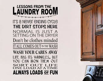 Lessons from the Laundry Room Vinyl Wall Decal Large Vinyl Decor Laundry Home Decor Laundry Decal Laundry Room Rules Decal Wall Decal