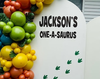 Personalized ONE-a-saurus Vinyl | Dinosaur Theme Backdrop Display for Personalized First Birthday or Dino Party Celebration (Decal Only)