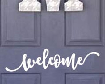 Welcome Door Decal Welcome Vinyl Decal Door Decor Home Decor Porch Decor Curb Appeal Welcome Home Decor Home and Living Vinyl Decal D025