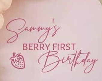 Berry First Birthday Personalized Name Party Decal. First Birthday Decorations Decor Boy Girl. 1st Birthday Girl. Birthday One Year Old