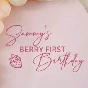 Berry First Birthday Personalized Name Party Decal. First Birthday Decorations Decor Boy Girl. 1st Birthday Girl. Birthday One Year Old