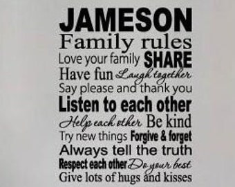 Family Decal Custom Family Rules Vinyl Family Wall Decal Family Decor Family Rules Decal Family Rules Decals Family Rules Wall Decals