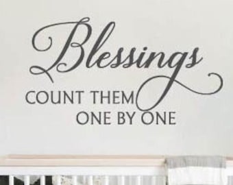 Blessings Count Them One by One Bedroom Wall Decals | Boys Nursery Wall Decals | Bedroom Wall Decals for Boys | Teen Boy Bedroom Decals