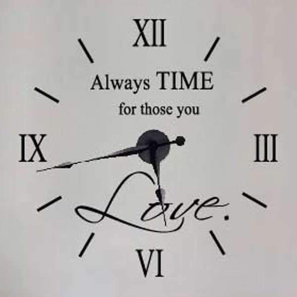 Clock Wall Decal Large Wall Clock Kit | Wall Sticker Clock Clock Hands Kit | DIY Clock Kit | Family Room Wall Decal | Office Wall Decals