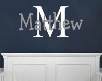 Boy Nursery Decal - Name Wall Decal - Personalized Name Decal - Monogram Boys Nursery - Boys Bedroom Decor - Gold Name Decal N102