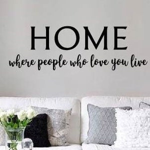 Home where people who love you live Home Wall Decal Wall Vinyl Decal Family Living Dining Room Wall Decals Wall Quote Decal image 1