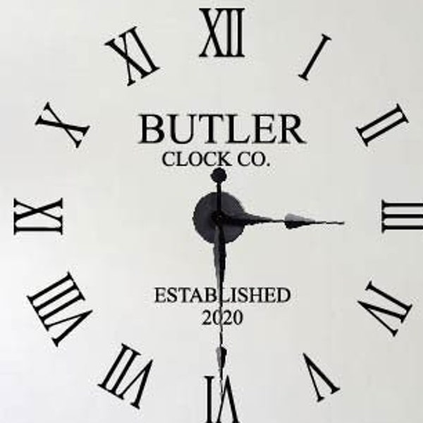 Large Wall Clock Decal | Custom Family Name with Year Established Clock Decal | Personalized Clock Decals | Family Room Clock Wall Decals