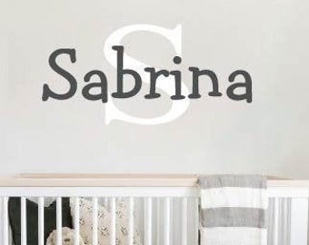 Girl Nursery Decal - Name Wall Decal - Personalized Name Decal - Monogram Girls Nursery - Girls Bedroom Decor - Gold Name Decal N102