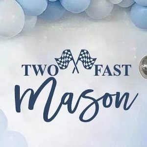 Growing Up Two Fast Birthday Racing Decal |Personalized Name Decal | Race Car 2nd Birthday Decorations Little Boy | Race Car Driver TWO Fast