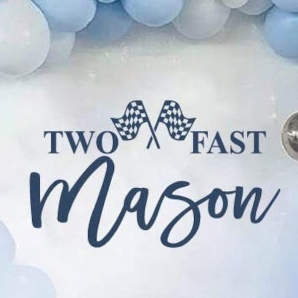 Growing Up Two Fast Birthday Racing Decal |Personalized Name Decal | Race Car 2nd Birthday Decorations Little Boy | Race Car Driver TWO Fast