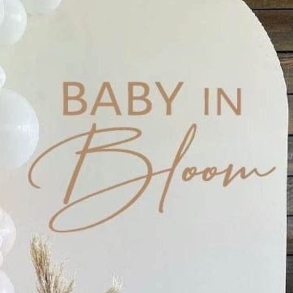 Baby in Bloom Baby Shower Party Decal Sign | Gender Reveal Girl or Boy Baby Shower Decal Sign |  Baby Shower Pregnancy Wall Decoration Decor