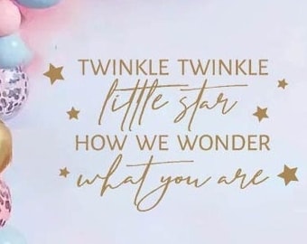 Twinkle Twinkle Little Star How We Wonder What You Are Gender Reveal Party Decal. Gender Reveal Party Decorations He or She Baby Shower