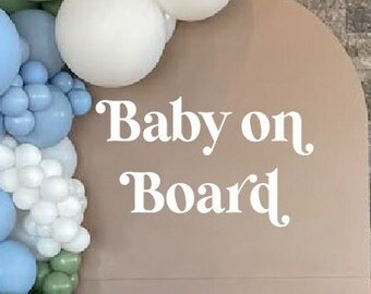 Baby on Board Baby Shower Party Decal Sign | Gender Reveal Girl or Boy Baby Shower Decal Sign |  Baby Shower Pregnancy Wall Decoration Decor