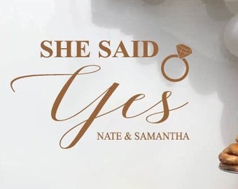 Engagement Decals | She Said Yes | Engagement Party Sign | Bridal Shower Decals | Bridal Shower Decor | Bridal Shower Signs | DECAL ONLY