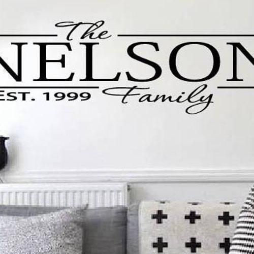 Personalized Wall Decal Family Name and Date Decal Vinyl Wall Etsy