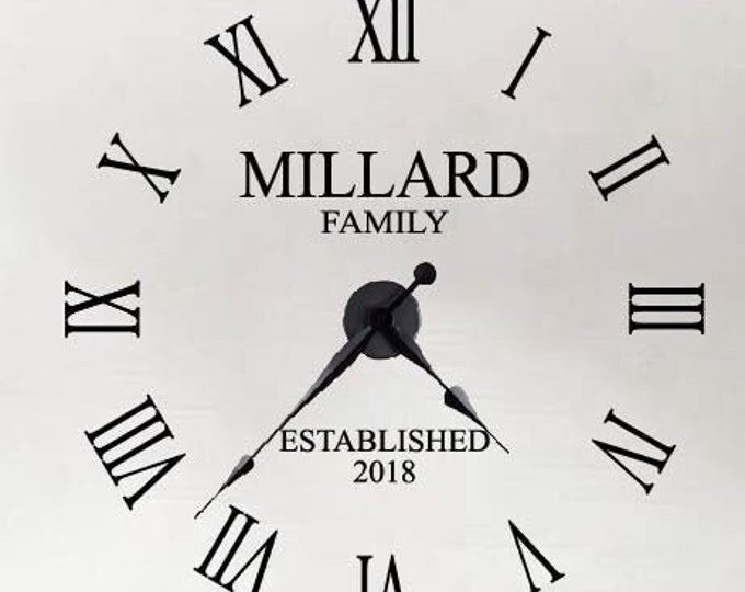 Large Wall Clock Vinyl Wall Decal Clock Extra Large Roman Numerals