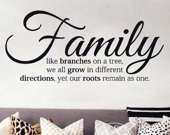Family Room Wall Decals | Family Like Branches On A Tree Wall Decal |Family Tree Wall Decal | Kitchen Wall Decals |Dining Room Wall Decals